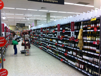  Overall alcohol volume sales were down by 1.6 million litres – primarily as a result of declines at Tesco (down 1.4 million litres) as shoppers cut back on the volume they purchase per trip. 